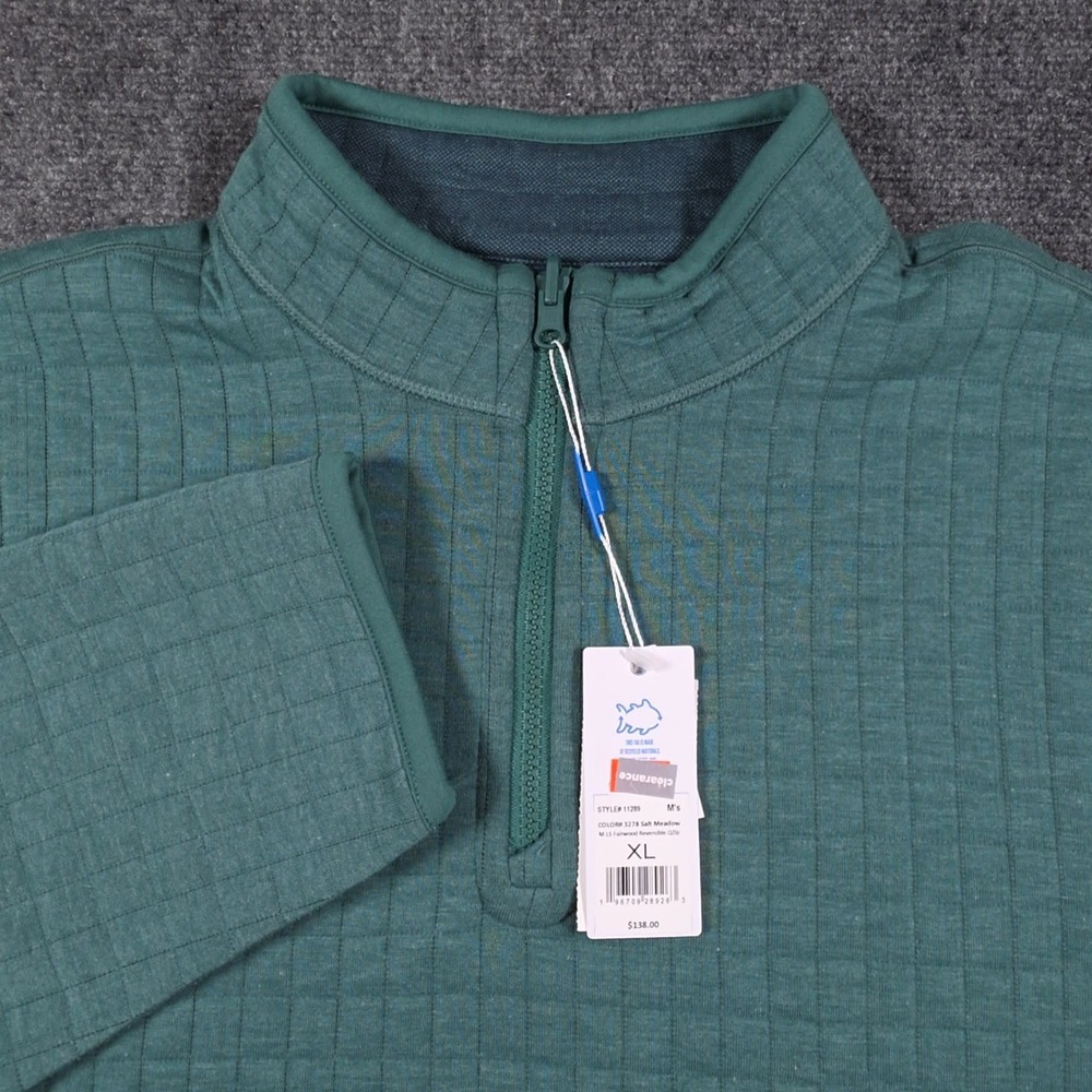 NWT Southern Tide Fairwood Reversible Pullover Mens XL Salt Meadow 1/4 Zip